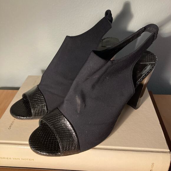 Donald J. Pliner Mink Black Leather Snakeskin Microfiber & Horn Heel ~ Sz 9.5 - Picture 4 of 9